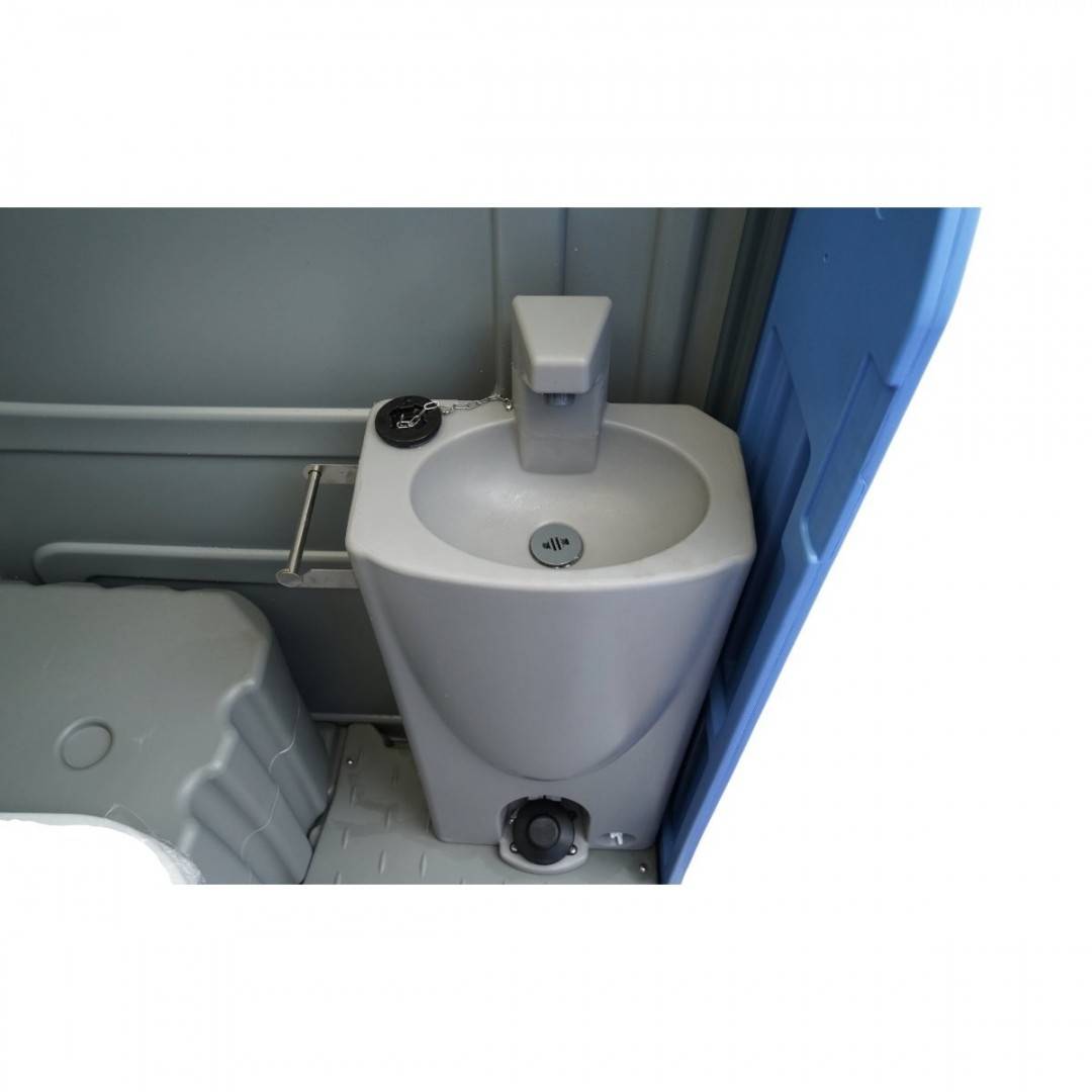 Toaleta ecologica vidanjabila HDPE 350L cu lavoar, pisoar, oglinda, suport hartie si cuier 1150x1150x2250mm