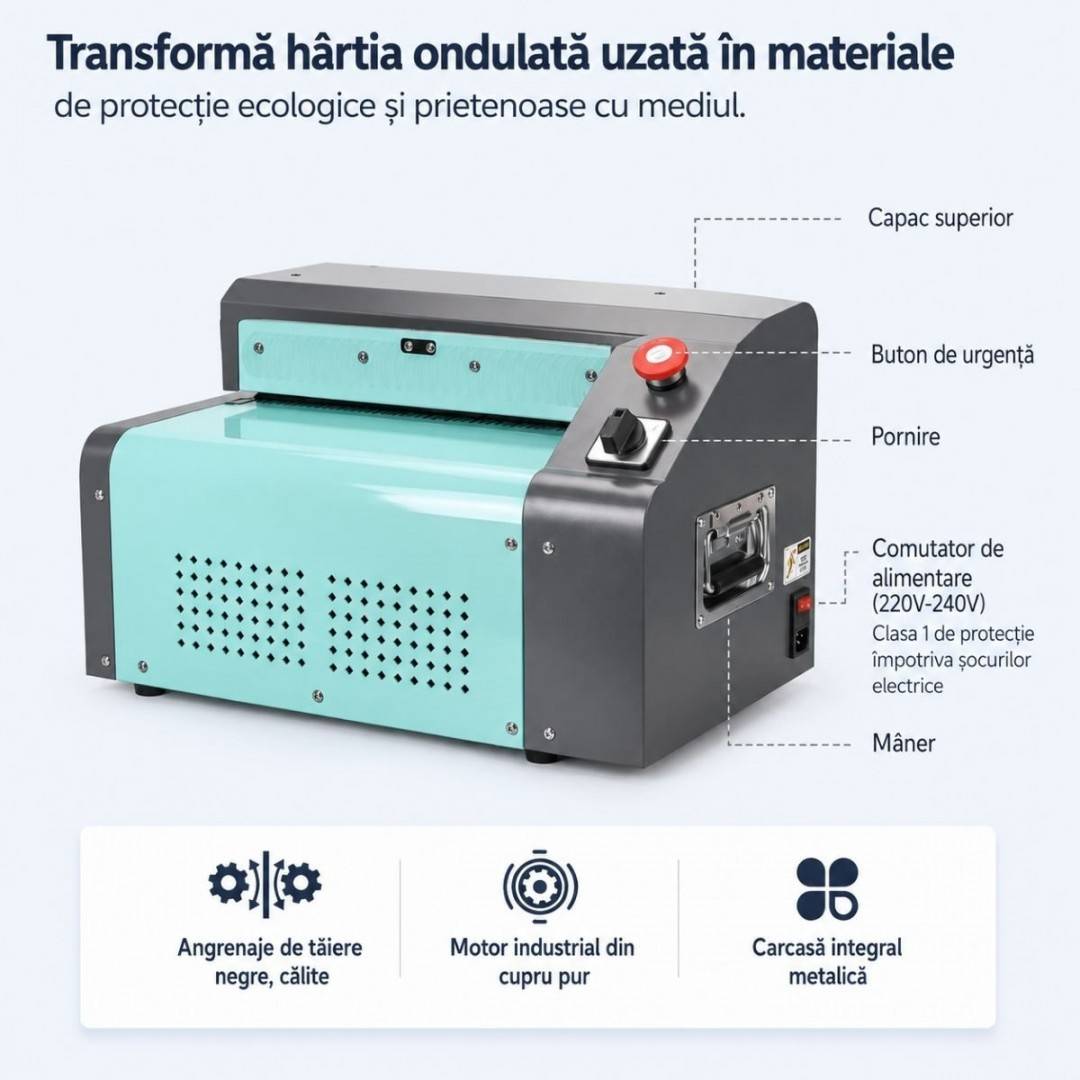 Tocator carton profesional 550mm, 400W, 220V, viteza 5m/min, grosime maxima 10mm Breckner Germany