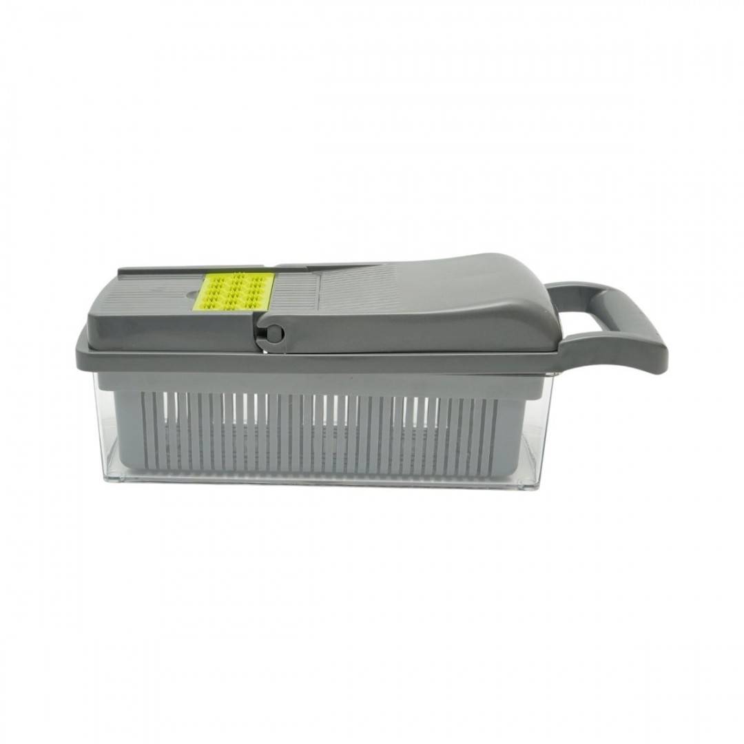 Tocator de legume multifunctional 12 in 1 manual, 8 lame inox interschimbabile, taietor legume, feliator, razatoare, decojitor, separator oua,