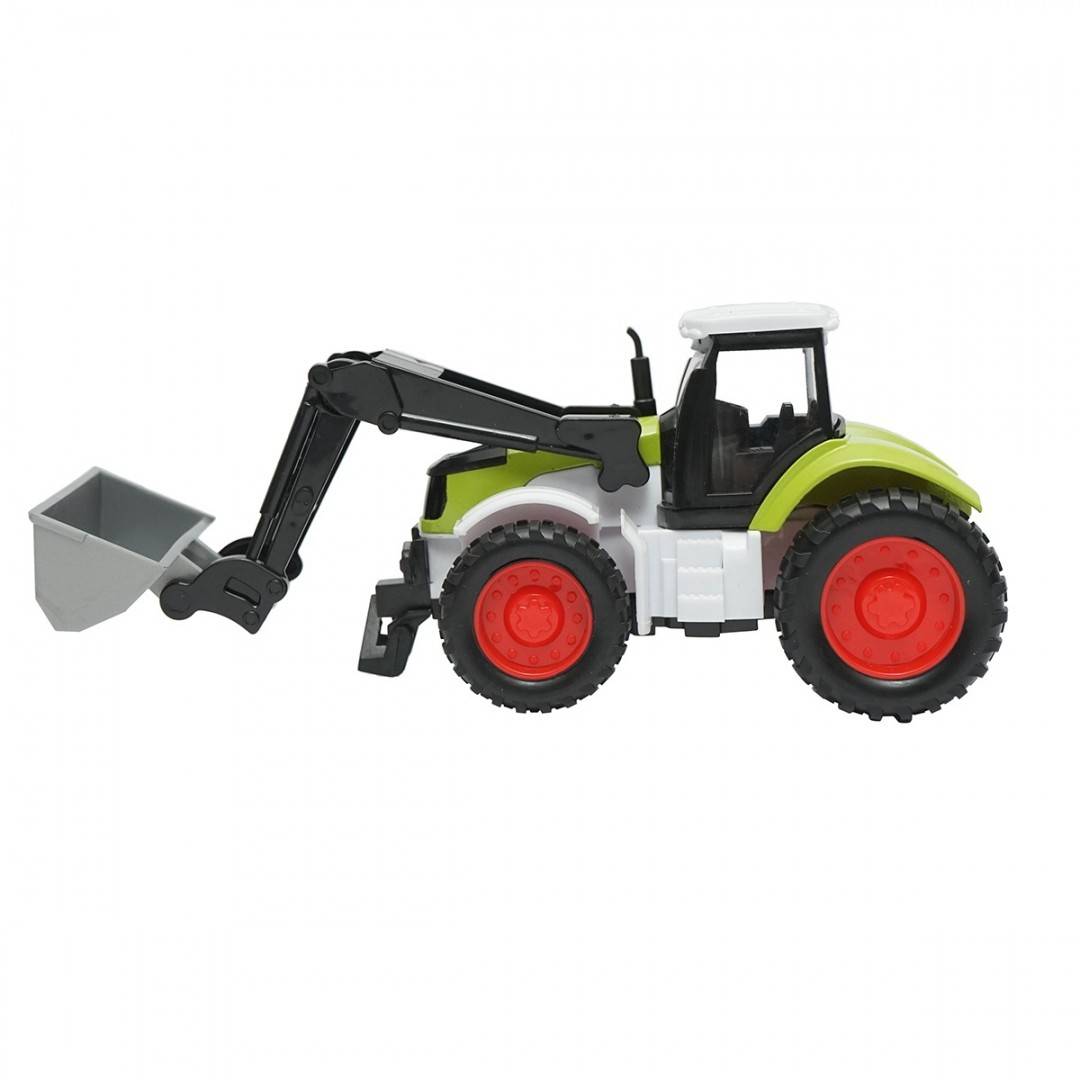 Tractor verde cupa frontala, 175x65x80mm jucarie copii +3 ani