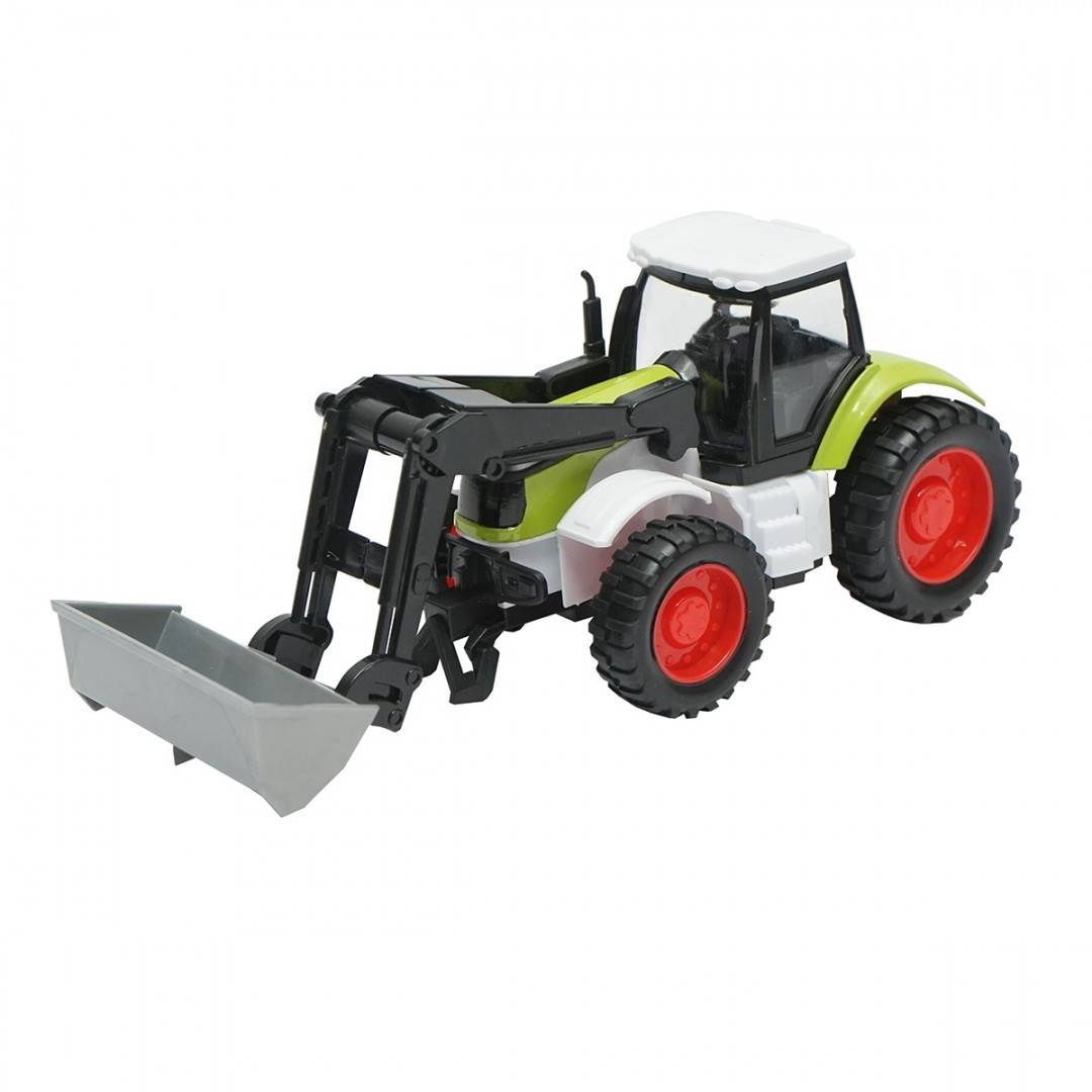 Tractor verde cupa frontala, 175x65x80mm jucarie copii +3 ani