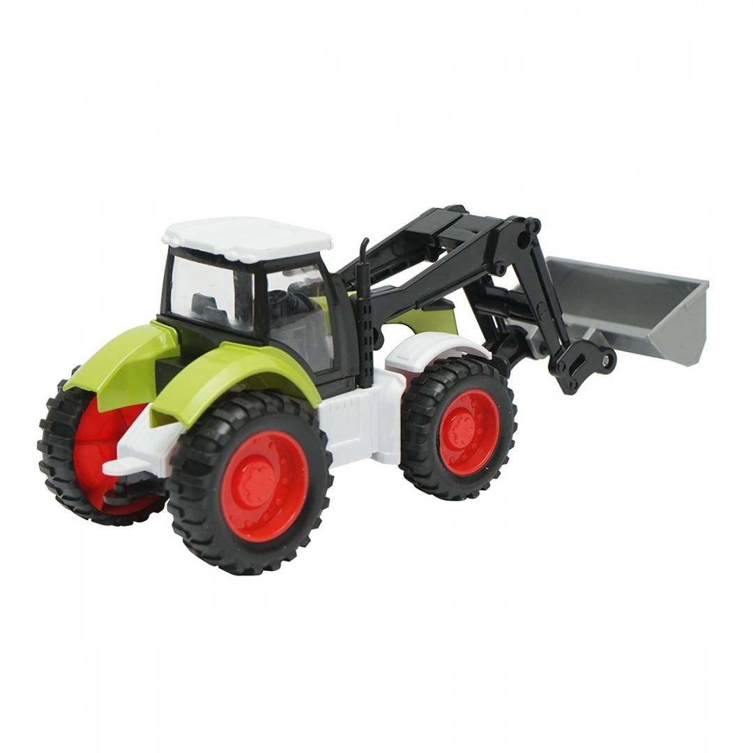 Tractor verde cupa frontala, 175x65x80mm jucarie copii +3 ani