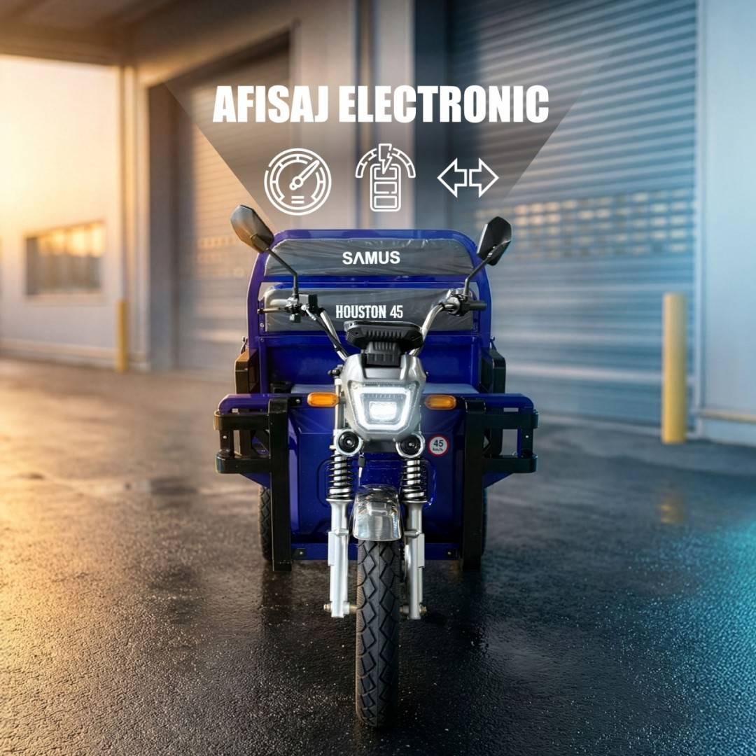 Triciclu electric cargo Samus Houston-45-1.5-72V45 Albastru CIV INCLUS