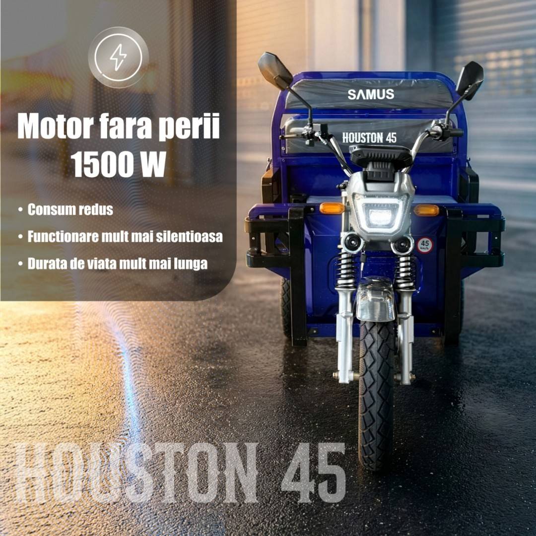 Triciclu electric cargo Samus Houston-45-1.5-72V45 Albastru CIV INCLUS