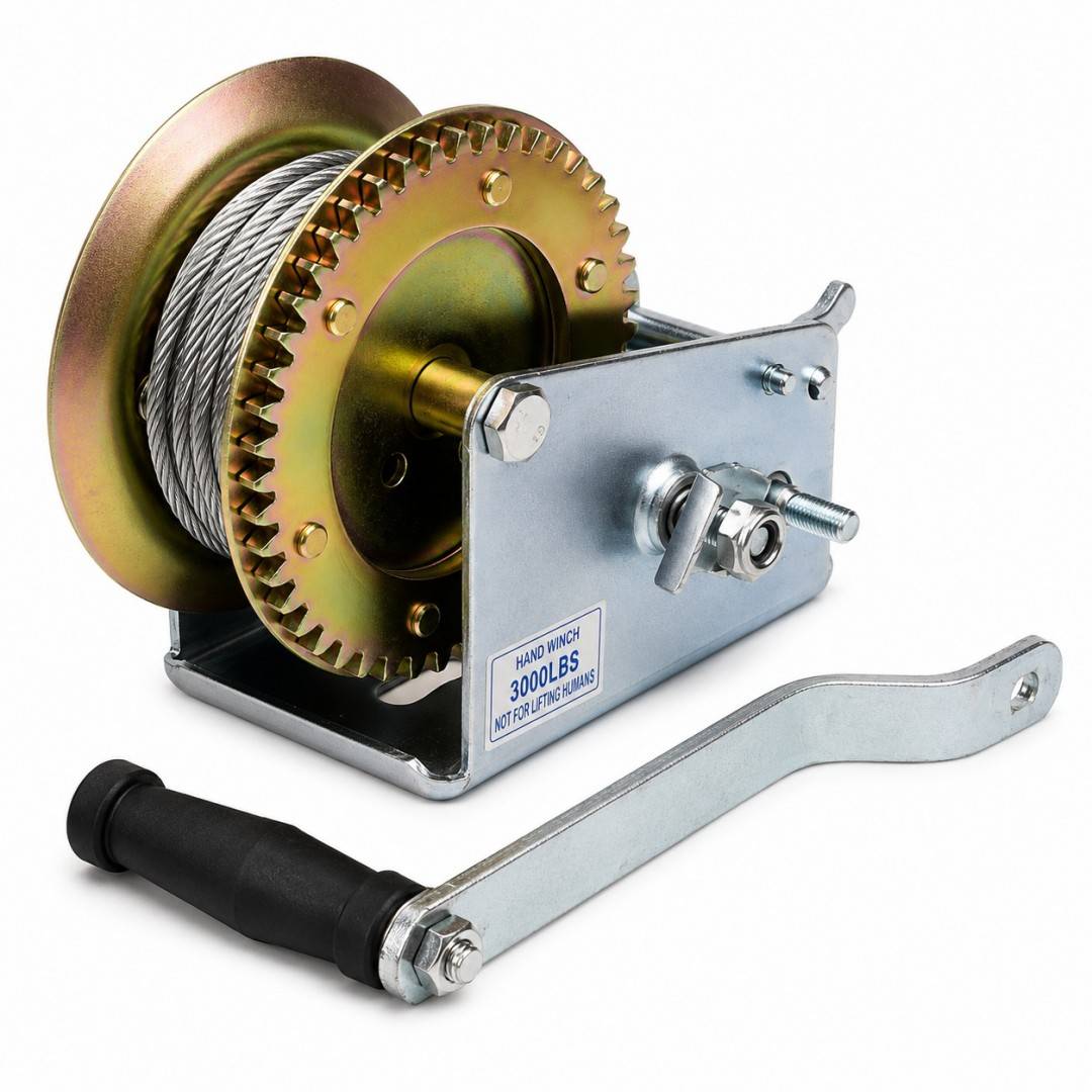 Troliu manual 1360 kg, lungime cablu 10 m, manivela pe partea stanga