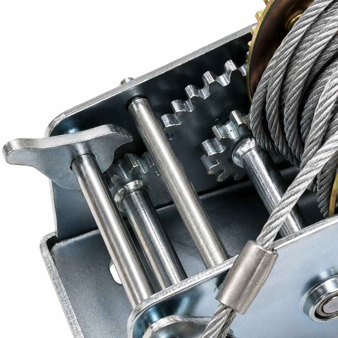 Troliu manual 1360 kg, lungime cablu 10 m, manivela pe partea stanga