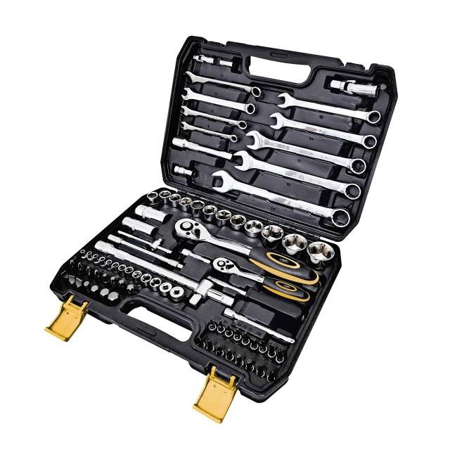 Trusa multifunctionala cu chei tubulare si fixe PNI TCF82, 82 de piese, cutie din plastic