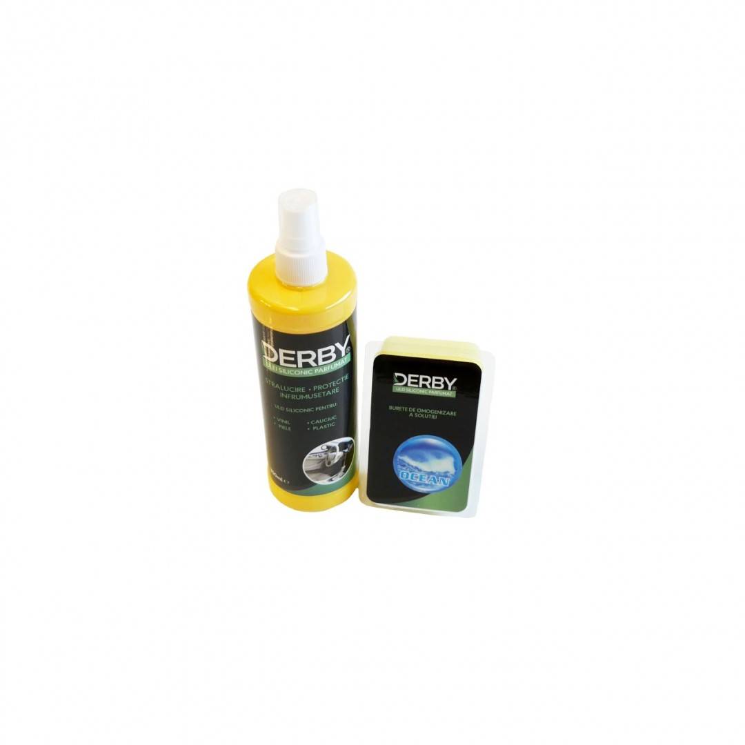 Ulei siliconic parfumat pentru bord 300 ml + burete DERBY