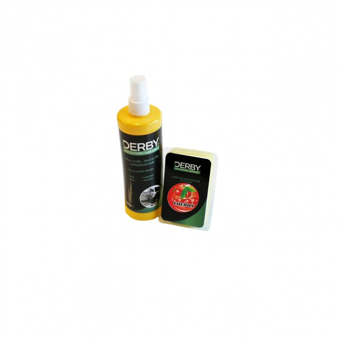 Ulei siliconic parfumat pentru bord 300 ml + burete DERBY