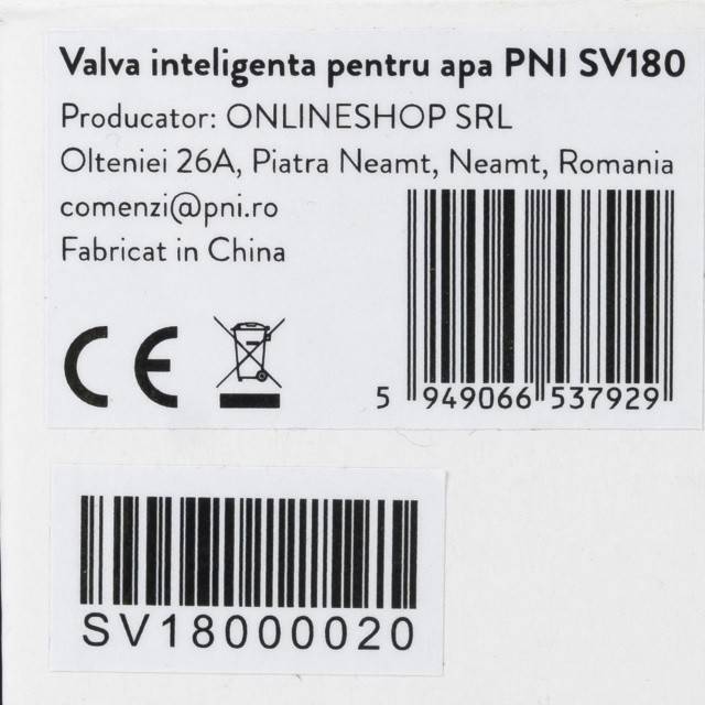 Valva inteligenta pentru apa PNI SV180, conectivitate Wi-Fi, IP65, DN25, aplicatie Tuya, compatibil cu Amazon Alexa si Google Home
