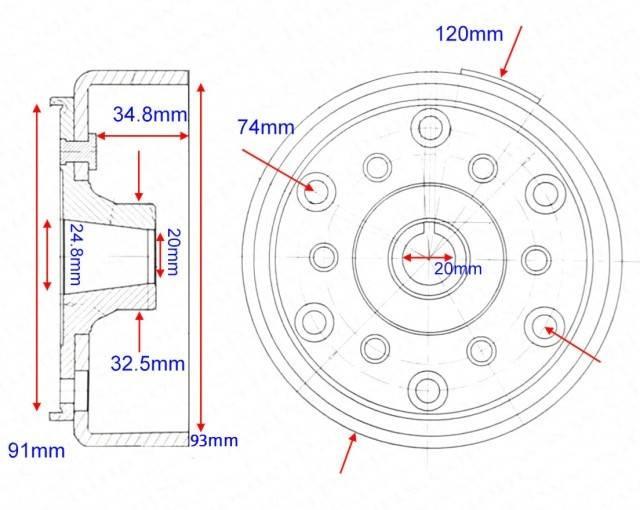 Volanta ATV Linhai 300cc (diametru interior 93mm)