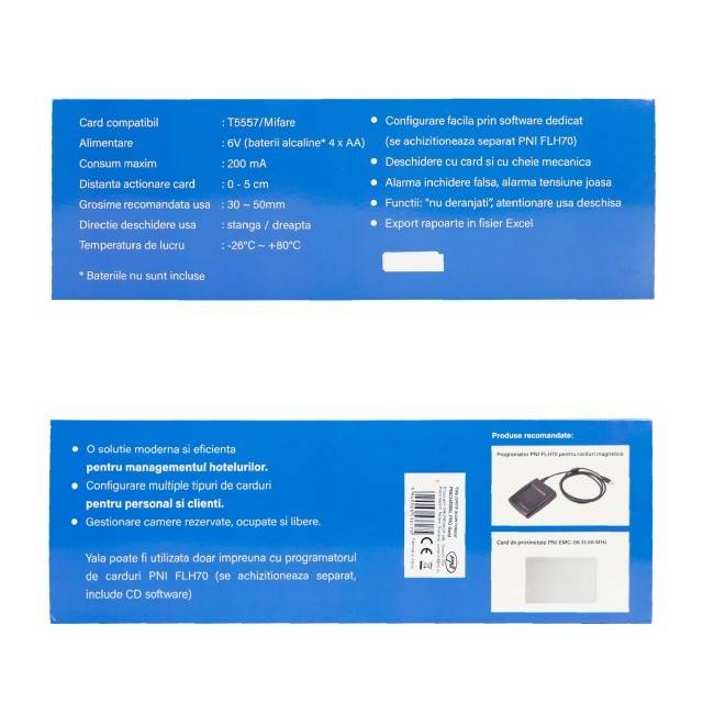 Yala control acces hotelier PNI CH2000L PRO Gold cu cititor de card deschidere pe partea stanga