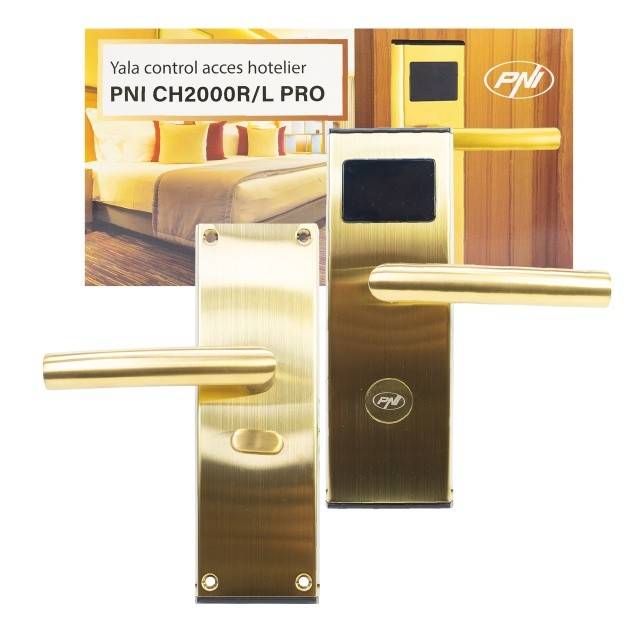 Yala control acces hotelier PNI CH2000L PRO Gold cu cititor de card deschidere pe partea stanga