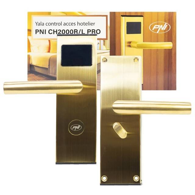 Yala control acces hotelier PNI CH2000R PRO Gold cu cititor de card deschidere pe partea dreapta