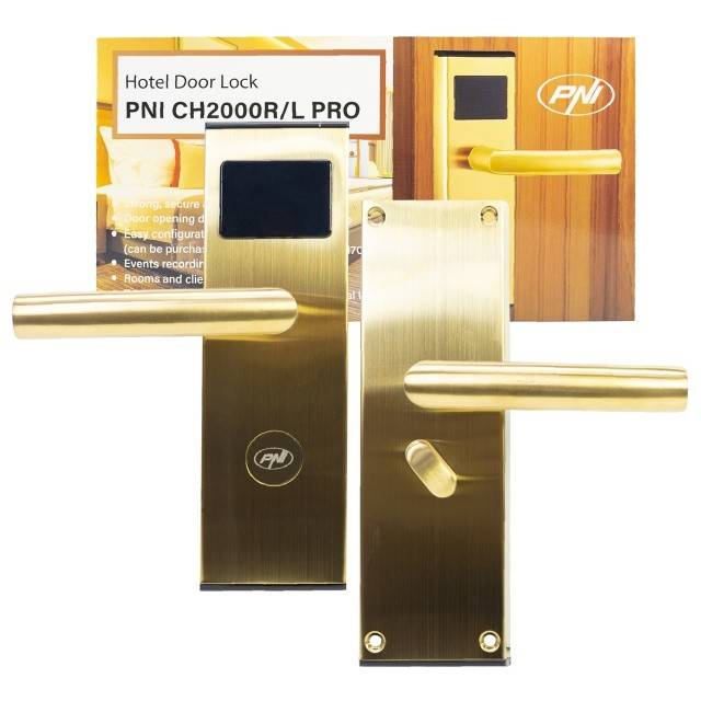Yala control acces hotelier PNI CH2000R PRO Gold cu cititor de card deschidere pe partea dreapta