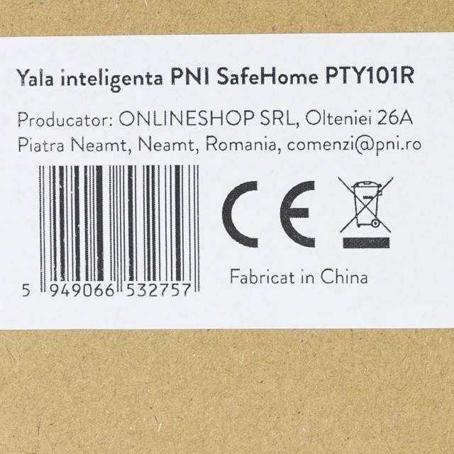 Yala inteligenta PNI SafeHome PTY101R, dreapta, acces cu amprenta, cod, card, cheie, aplicatie de mobil Tuya Smart