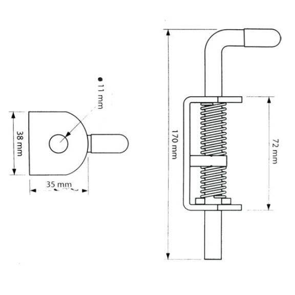 Zavor oblon remorca auto metalic cu arc, 72 mm