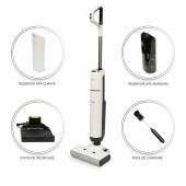 Aspirator vertical fara fir cu mop 200W, putere aspirare 18000Pa, baterie 5000mAh, rezervor apa 2x600ml, functie voce, ecran digital Breckner Germany