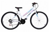 Bicicleta EROS 24 inch alb cu roz si albastru