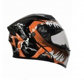 Cască Moto Integrală full face Venom Edition, Design Grafic Portocaliu/Negru, Vizieră Anti-Zgârieturi JRH marime xl