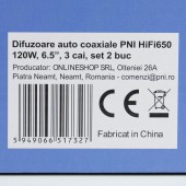 Difuzoare auto coaxiale PNI HiFi650, 120W, 16.5 cm, 3 cai, grila inclusa set 2 buc