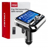 Incarcator - Modulator FM - Bluetooth 2×USB-A 12V 24V cu telecomanda Amio