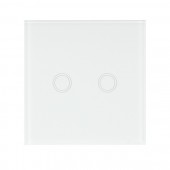Intrerupator dublu cu touch PNI SH202 din sticla, alb cu LED indicator