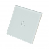 Intrerupator touch alb simplu 220V, indicator luminos, rama sticla 86x86x34mm