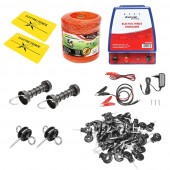 Kit complet gard electric 12/220V, 4.8 Joule lungime fir 1000m, 100 izolatori si placute avertizare Breckner Germany