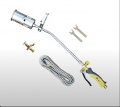 Kit profesional cu pistolet cu pârghie rapidă, complet cu furtun blindat + regulator de înaltă presiune, arzător de 60 mm și chei de fixare