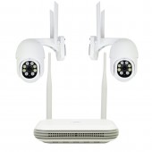 Kit supraveghere video wireless PNI House WiFi800 NVR si 2 camere PNI IP840 de exterior, 8MP, 4K, IP65
