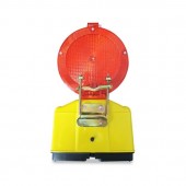 Lampa de santier rosie cu lumina intermitenta, functioneaza cu baterii.
