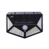 Lampa solara LED PNI GreenHouse WS10, 100 LED-uri, 600 lm, unghi PIR 120 grade, acumulator 1800 mAh, montaj pe perete