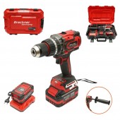 Masina de gaurit si insurubat cu percutie 1000W, 2 acumulatori 21V, 4Ah Li-ion, LED, brushless, 180Nm, mandrina 13mm, 0-500/2000rpm, maner