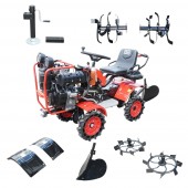 Mini tractor 4x4 diesel 17CP, 531cc, 3+1 viteze, 2 cutii de viteze, pornire electrica/manuala, latime lucru 1050mm cu freza, rarita, roti metalice,