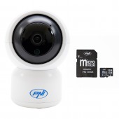 Pachet Camera supraveghere video PNI IP390T 1080P cu PTZ WiFi H264+Card de memorie MicroSD PNI 128GB cu adaptor SD