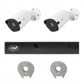 Pachet supraveghere video NVR POE PNI House IP710J, 2 camere PNI IP818J 8MP si 2 cabluri UTP CAT6 20 metri incluse