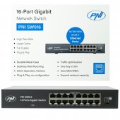 Pachet Switch PNI SW016, 16 x 10/100/1000 Mbps, Gigabit, carcasa metalica si patch 1.5m CAT8 PNI U8015W