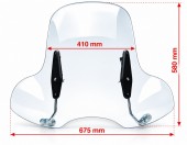 Parbriz moto / scuter universal 58 x 41 x 67.5 cm (prindere ghidon)