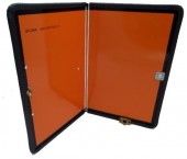 Placa ADR aluminiu, pliabila vertical 40×30 cm, sistem special de inchidere , protectie din cauciuc