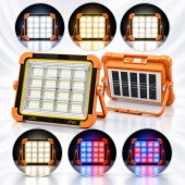 Proiector LED portabil 500W cu panou solar 3W, baterie 12000mAh, 6 moduri de iluminare, magnet, carlig, USB Power Bank Breckner Germany
