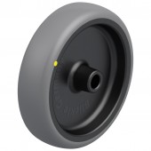 Roată de 125 mm cu cauciuc termoplastic gri conductiv electric pe centru din polipropilenă