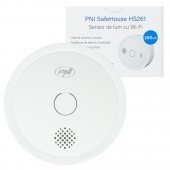 Senzor de fum PNI SafeHouse HS261 cu Wi-Fi, control din aplicatia Tuya Smart, alimentare baterie 3V, 85dB, alarma sonora si vizuala, alarma