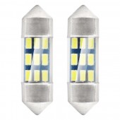 Set 2 becuri auto AMIO , LED 9 SMD 3014, 31mm, 12V, capac sticla, leduri alb sofit Festoon
