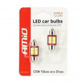 Set 2 becuri auto LED CANBUS 4014 10SMD C5W C10W C3W 12/24V ALB