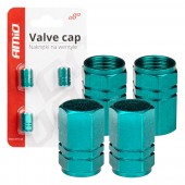 Set 4 buc capac valva ventil aluminiu verde AMIO