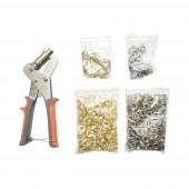 Set cleste montat ocheti metalici + 500 capse 10mm aurii si argintii incluse
