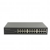 Switch PNI SW024 cu 24 porturi 10/100Mbps, suport VLAN, latime banda 48Gbps, carcasa metalica, negru