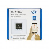 Termostat inteligent PNI CT25W WiFi pentru centrala termica pe gaz, montaj incastrat, 16A, control din aplicatia Tuya Smart, programare zilnica, mod