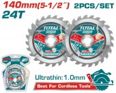 TOTAL - SET 2 BC PANZA FERASTRAU TCT PENTRU LEMN - 140X12.7MM (INDUSTRIAL)